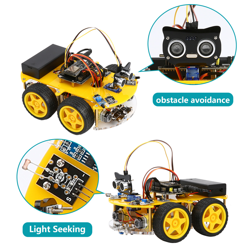 KUONGSHUN ESP32 WiFi Многофункциональный автомобильный комплект с полным приводом и управлением через приложение Wi-Fi (без аккумулятора)